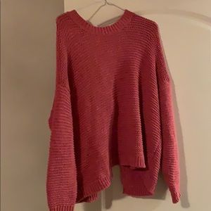 Hot pink sweater with open tie back